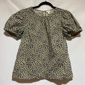 J.Crew Leopard Puff Sleeve Shirt